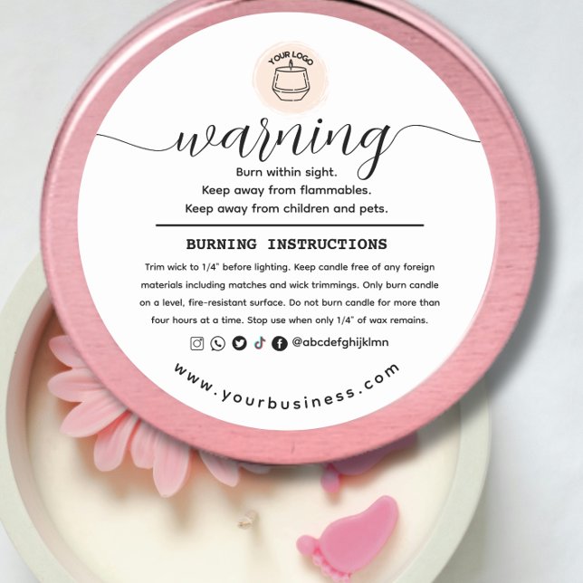 Add your Logo Elegant Personalized Candle Warning  Runder Aufkleber (Von Creator hochgeladen)