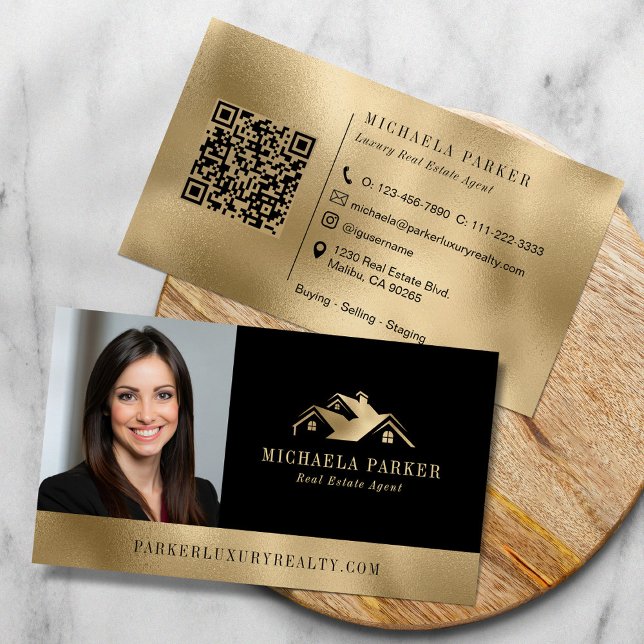 Add Your Logo Photo Luxury Real Estate Agent  Visitenkarte (Von Creator hochgeladen)