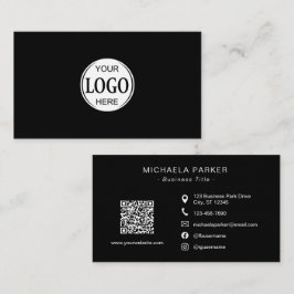 Add Your Logo Professional Minimalist Black  Visitenkarte