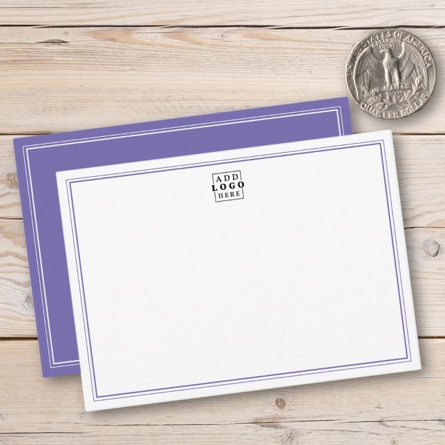 Add Your Logo Purple Double Border Business Mitteilungskarte (Von Creator hochgeladen)
