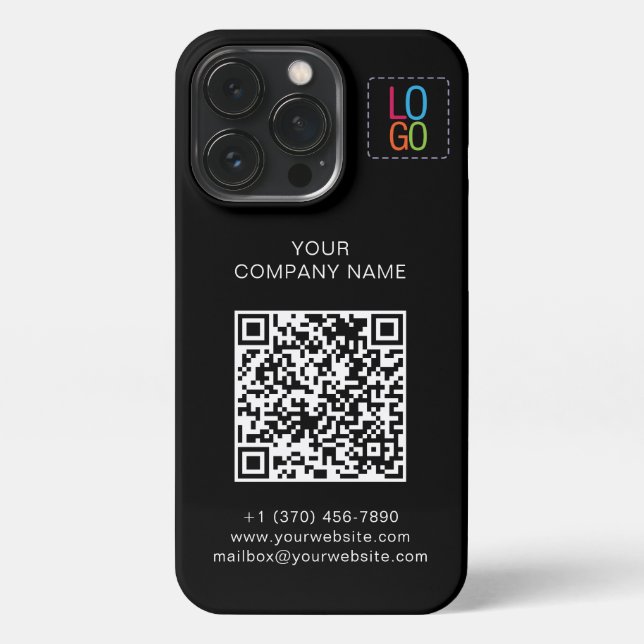 Add Your Logo QR Code Black and White Personalize iPhone Hülle (Rückseite)