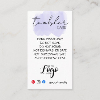 ADD YOUR LOGO TUMBLER CARE CARDS vinyl business Visitenkarte