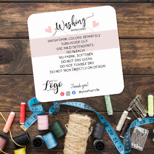 ADD YOUR LOGO Waschanleitung CARE Etikett Quadratischer Aufkleber