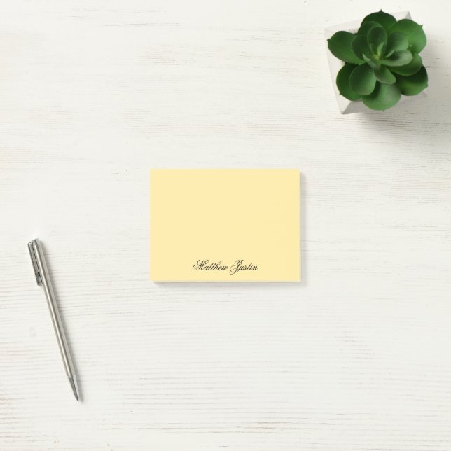 Add Your Name to Custom Light Yellow Stationery Post-it Klebezettel (Büro)
