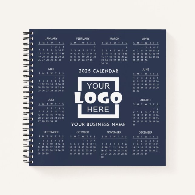 Add your own Business Logo 2025 Calendar Notebook Notizbuch (Vorderseite)