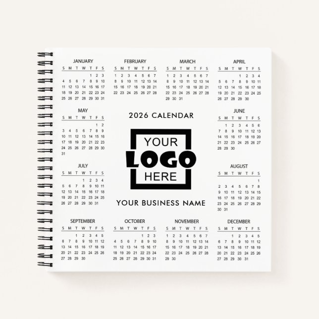 Add Your Own Business Logo 2026 Calendar |  Notizbuch (Vorderseite)