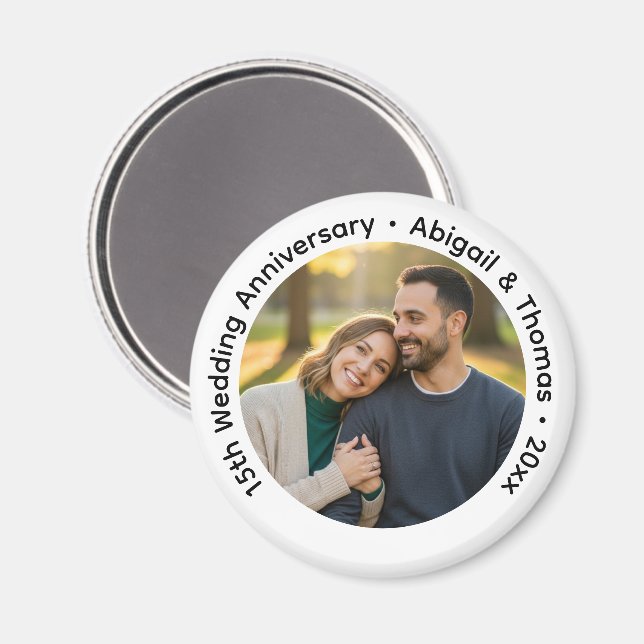 Add Your Own Couple Photo 15th Wedding Anniversary Magnet (Vorderseite/Rückseite)