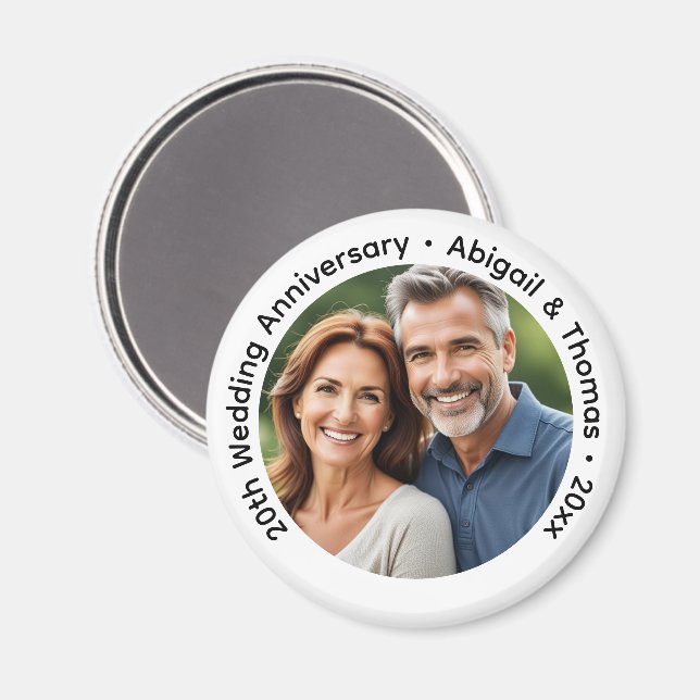 Add Your Own Couple Photo 20th Wedding Anniversary Magnet (Vorderseite/Rückseite)