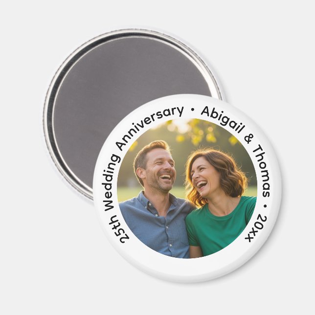 Add Your Own Couple Photo 25th Wedding Anniversary Magnet (Vorderseite/Rückseite)