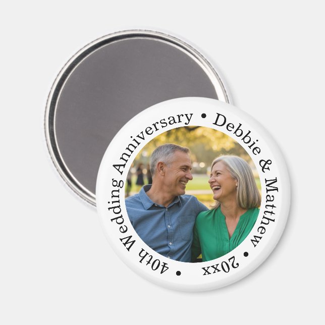 Add Your Own Couple Photo 40th Wedding Anniversary Magnet (Vorderseite/Rückseite)