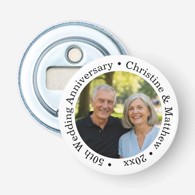 Add Your Own Couple Photo 50th Wedding Anniversary Flaschenöffner (Vorderseite)