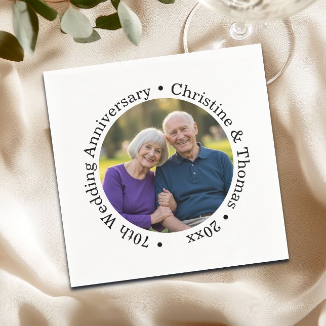 Add Your Own Couple Photo 70th Wedding Anniversary Serviette (Von Creator hochgeladen)