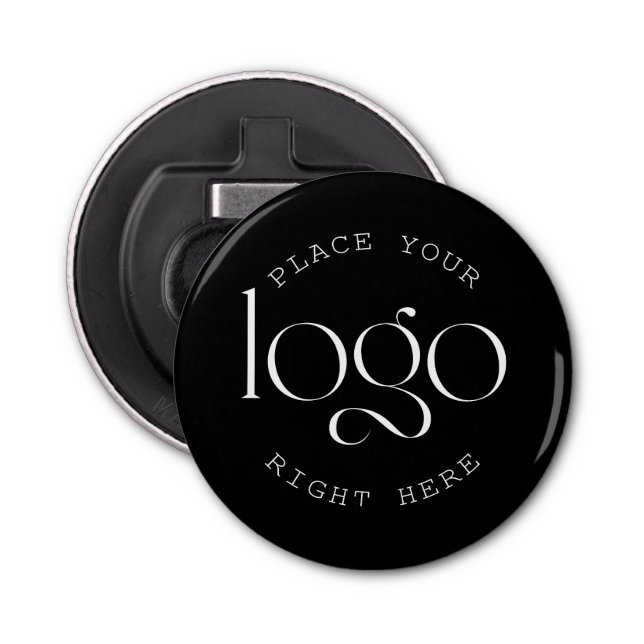 Add Your Own Custom Business Logo Modern Black Flaschenöffner (Vorderseite)
