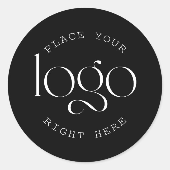 Add Your Own Custom Business Logo Modern Black Runder Aufkleber (Vorderseite)
