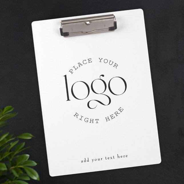 Add Your Own Custom Business Logo Modern White Klemmbrett (custom personalized add your logo business corporate white clipboard)