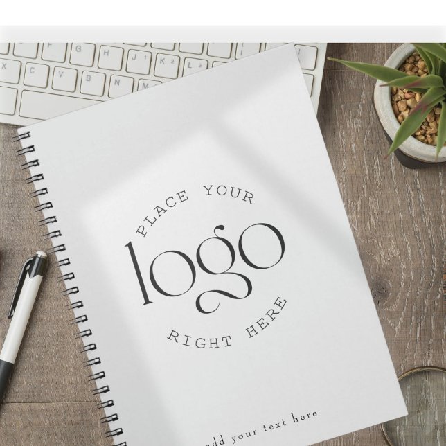 Add Your Own Custom Business Logo Modern White Notizblock (clean modern personalized journal with custom logo and text for business and office use)