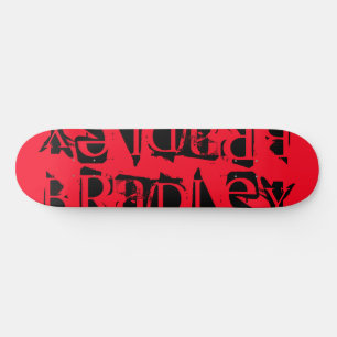 Add Your Own Custom Name Personalized Red Black Skateboard