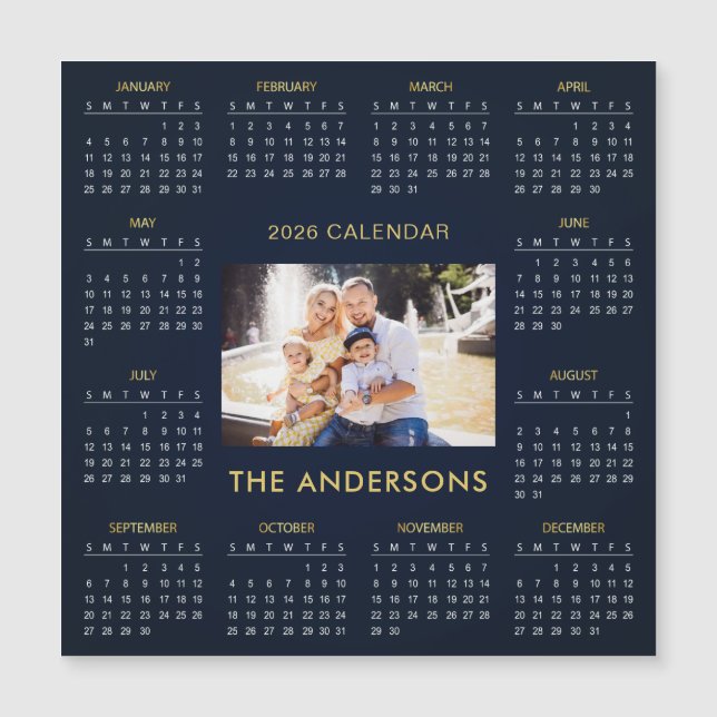 Add Your Own Family Photo 2026 Calendar | Magnet (Vorderseite)