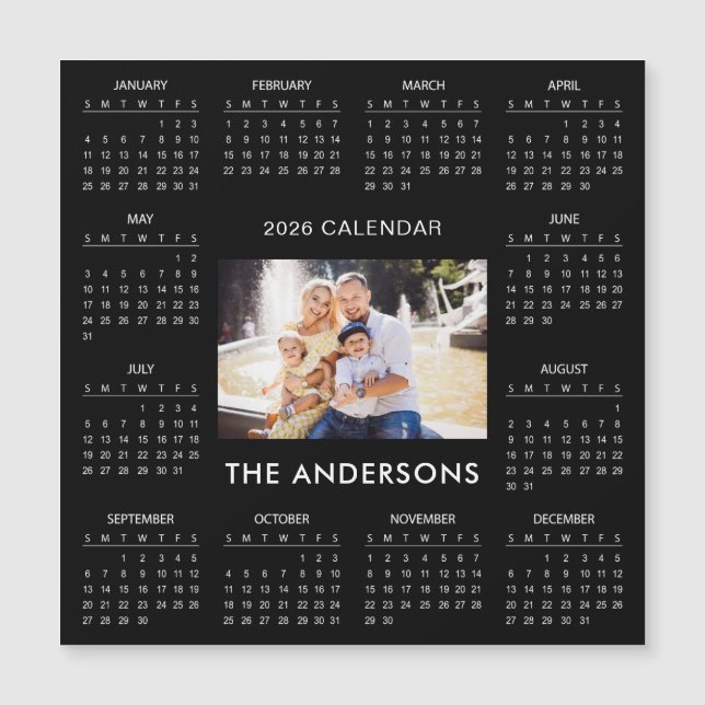 Add Your Own Family Photo 2026 Calendar | Magnet (Vorderseite)