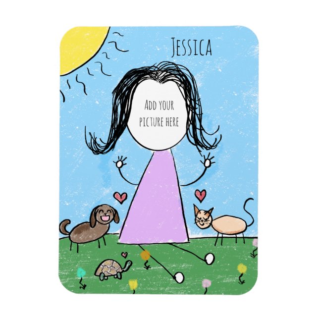 Add your own image | Cute Stick Figure Magnet (Vertikal)