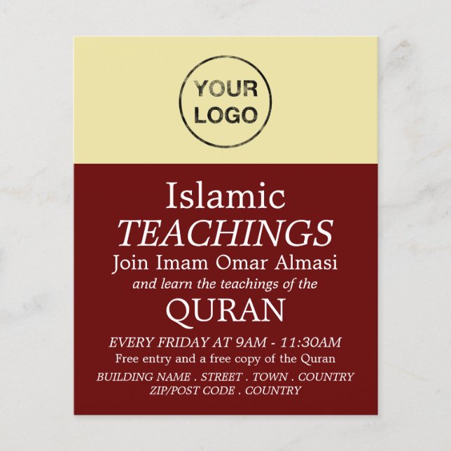 Add Your Own Logo, Islamic Teaching Advertising Flyer (Vorne)