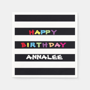 ADD YOUR OWN NAME Happy Birthday Paper Napkins Serviette