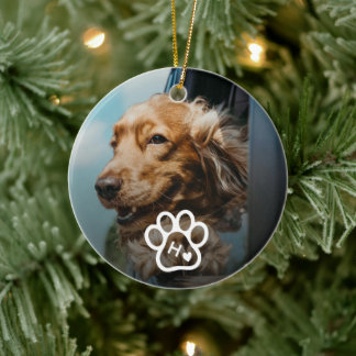 Add Your Own Photo Dog Pets Monogram Keramik Ornament
