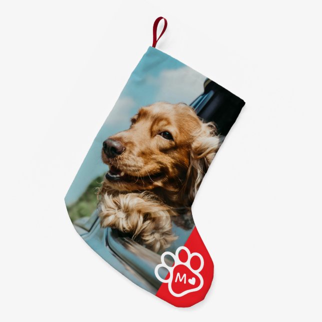 Add Your Own Photo Dog Pets Monogram Kleiner Weihnachtsstrumpf (Vorderansicht (hängend))