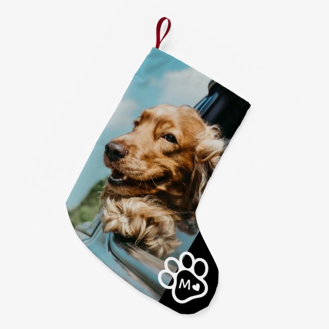 Add Your Own Photo Dog Pets Monogram Kleiner Weihnachtsstrumpf (Vorderansicht (hängend))