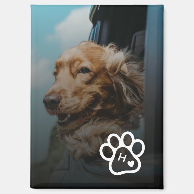 Add Your Own Photo Dog Pets Monogram Magnet (Vorderseite)