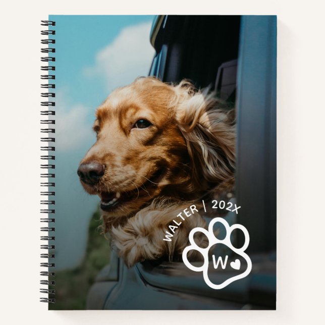 Add Your Own Photo Dog Pets Monogram Notizbuch (Vorderseite)