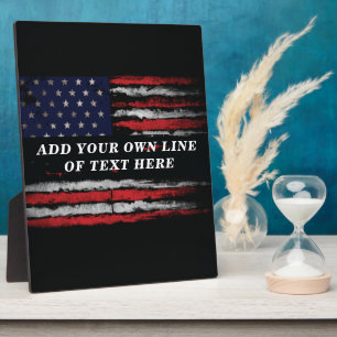 Add your own text on grunge American flag Fotoplatte