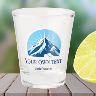 Add your own text ski resort mountain souvenir schnapsglas