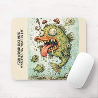 Add your photo and your weired text Funny fish Mousepad