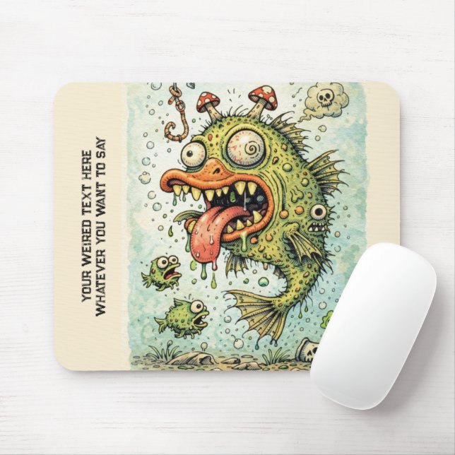 Add your photo and your weired text Funny fish Mousepad (Mit Mouse)