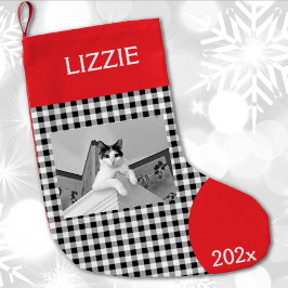 Add Your Photo Buffalo Check Name Pet Kleiner Weihnachtsstrumpf