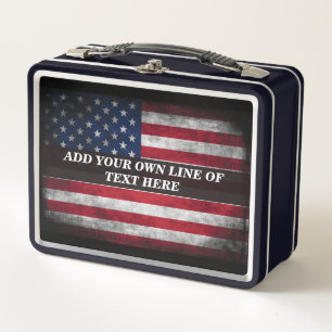 Add your text on American flag  Metall Brotdose