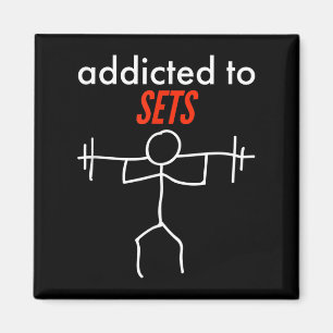 Addicdicted to Set Funny Gym Workout naughty Pun P Magnet