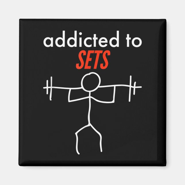 Addicdicted to Set Funny Gym Workout naughty Pun P Magnet (Vorne)