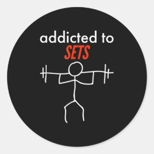 Addicdicted to Set Funny Gym Workout naughty Pun P Runder Aufkleber
