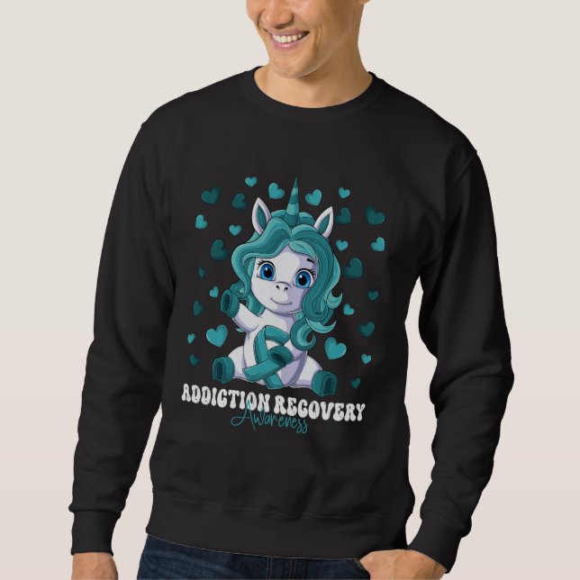 Addiction Recovery Awareness Month Teal Ribbon Uni Sweatshirt (Vorderseite)