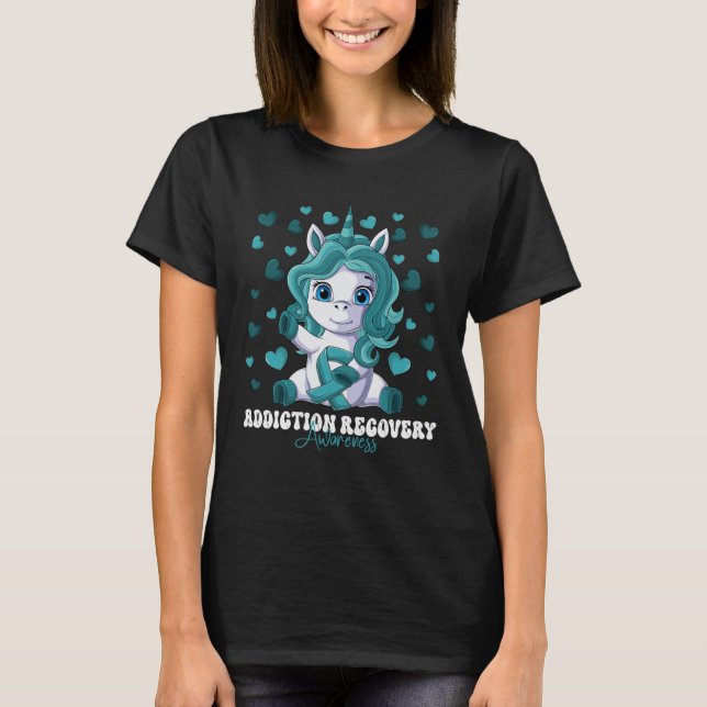 Addiction Recovery Awareness Month Teal Ribbon Uni T-Shirt (Vorderseite)