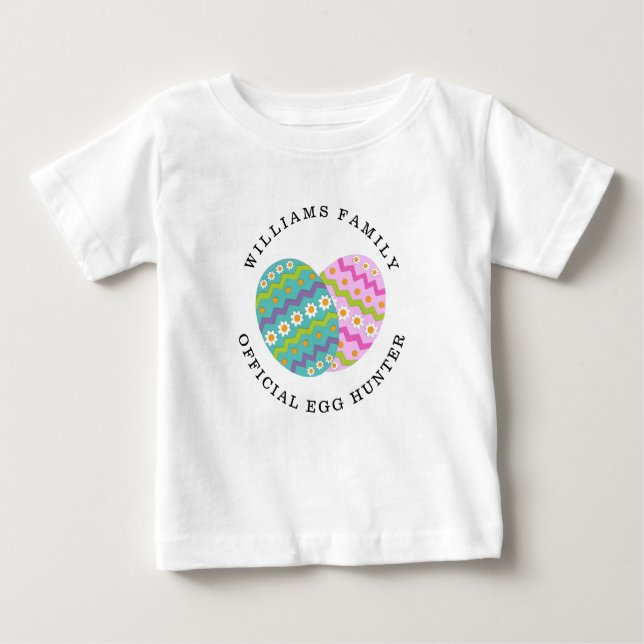 Addieren offizieller Ei-Jäger Ostern Familiennamen Baby T-shirt (Vorderseite)