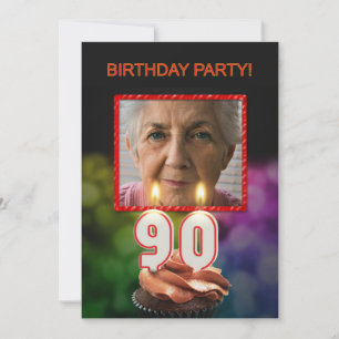 Addieren Sie ein Bild, 90. Geburtstags-Party Einladung
