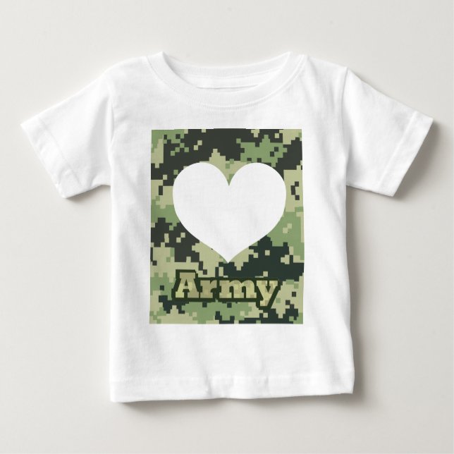 Addieren Sie Ihr eigenes Foto-Armee-Herz Baby T-shirt (Vorderseite)