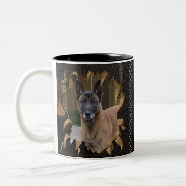 Addieren Sie Ihr Foto Malinois - belgischer Zweifarbige Tasse (Links)