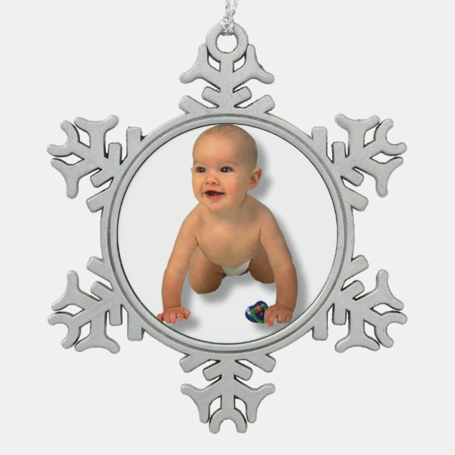 ADDIEREN SIE IHR FOTO - VERZIERUNG SCHNEEFLOCKEN Zinn-Ornament (Vorderseite)