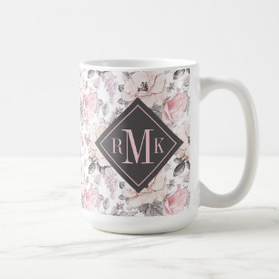 Addieren Sie Ihr Monogramm-  klassisches rosa u. Kaffeetasse