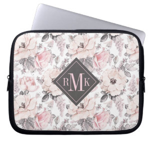 Addieren Sie Ihr Monogramm- klassisches rosa u. Laptopschutzhülle