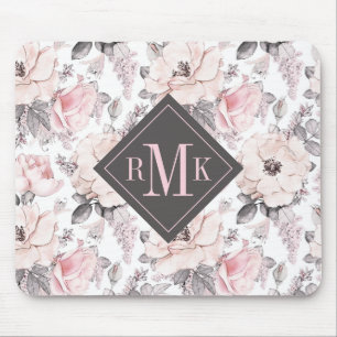 Addieren Sie Ihr Monogramm-  klassisches rosa u. Mousepad